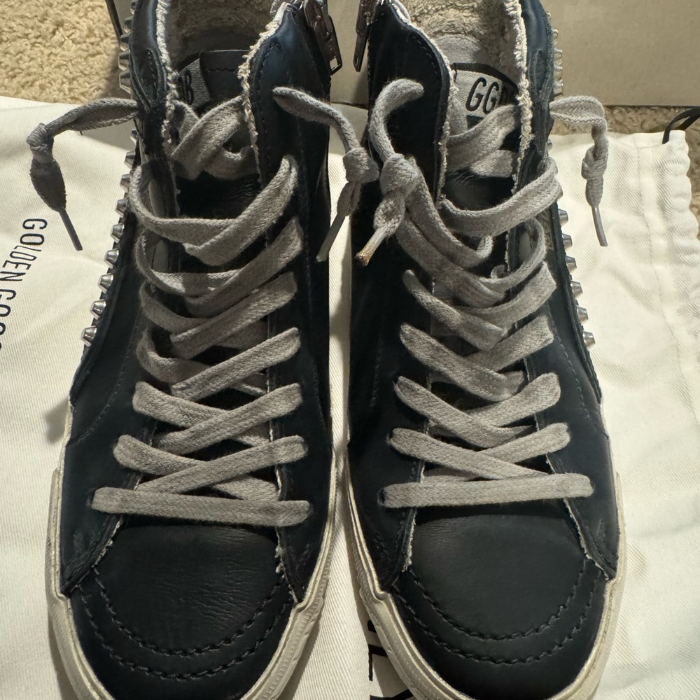 Golden Goose Black Leather Studded Sneakers - Picture 5 of 8